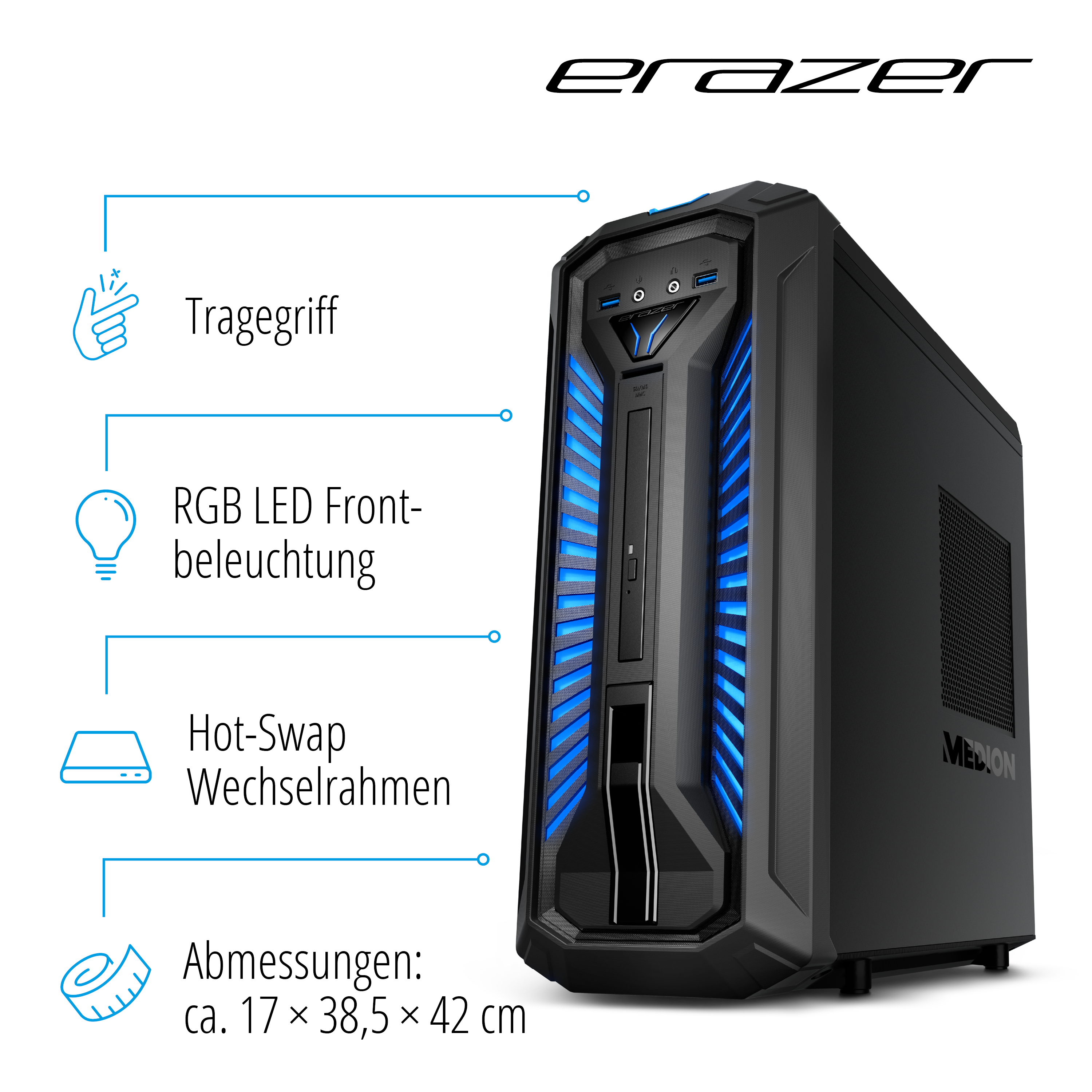 MEDION ERAZER X67130 (MD34519) - Intel® Core™ i5 i5-9400F - 16 GB - 1 TB - NVIDIA GeForce® GTX 1660 - Windows 10 Home (64 Bit)