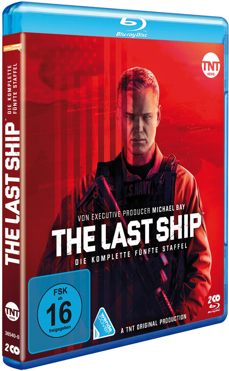 Blu-ray-Disc-Cover für 'The Last Ship' Staffel 5 mit einem Mann in Uniform.