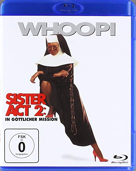 Blu-ray-Cover für Sister Act 2. Whoopi Goldberg in Nonnentracht ist auf dem Cover abgebildet.