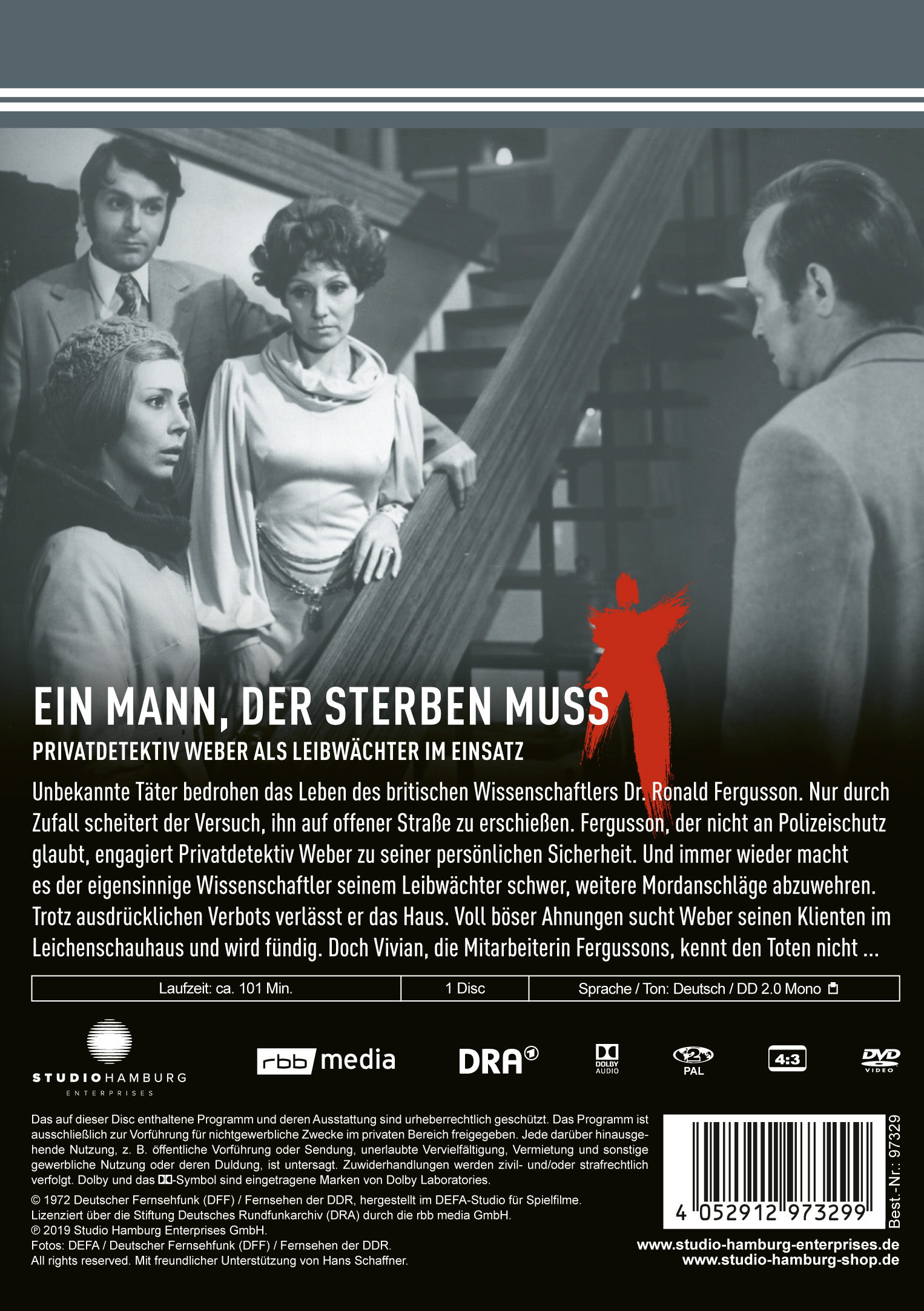 DVD-Cover mit einer Gruppe von Personen auf einer Treppe, Text auf Deutsch.