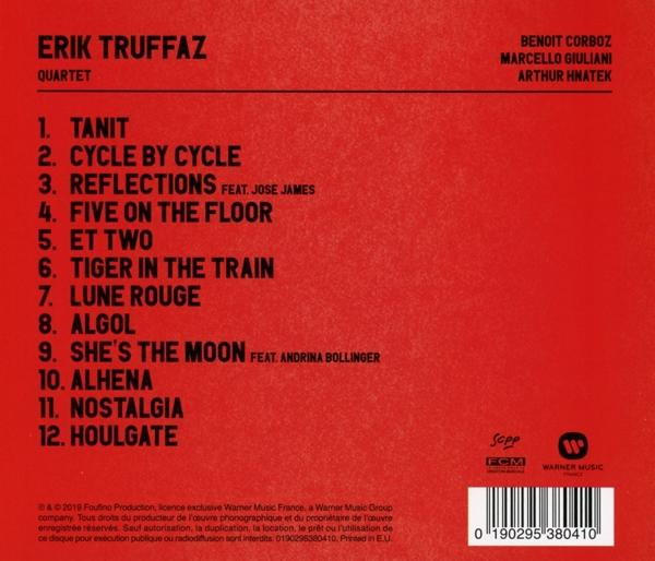 Rode albumachterkant met tracklist. Artiest Erik Truffaz Quartet. Tracks worden met titels vermeld.