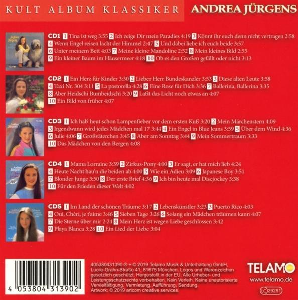 CD-Hülle hinten mit Titelliste, verschiedenen Fotos einer Frau und Text.