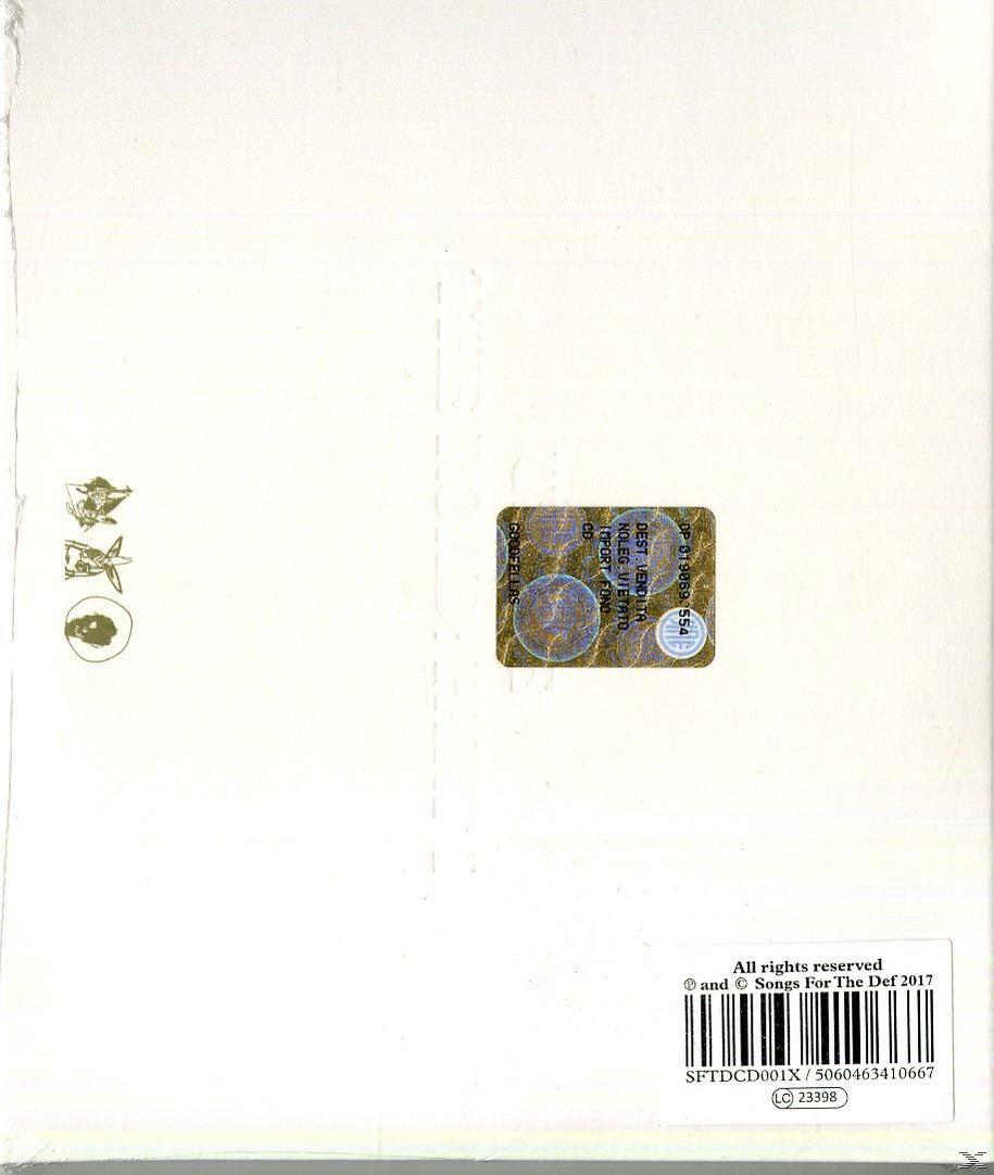 Weißes Albumcover mit Aufkleber, Logo und Text. Enthält Urheberrechtsinformationen und einen Barcode.