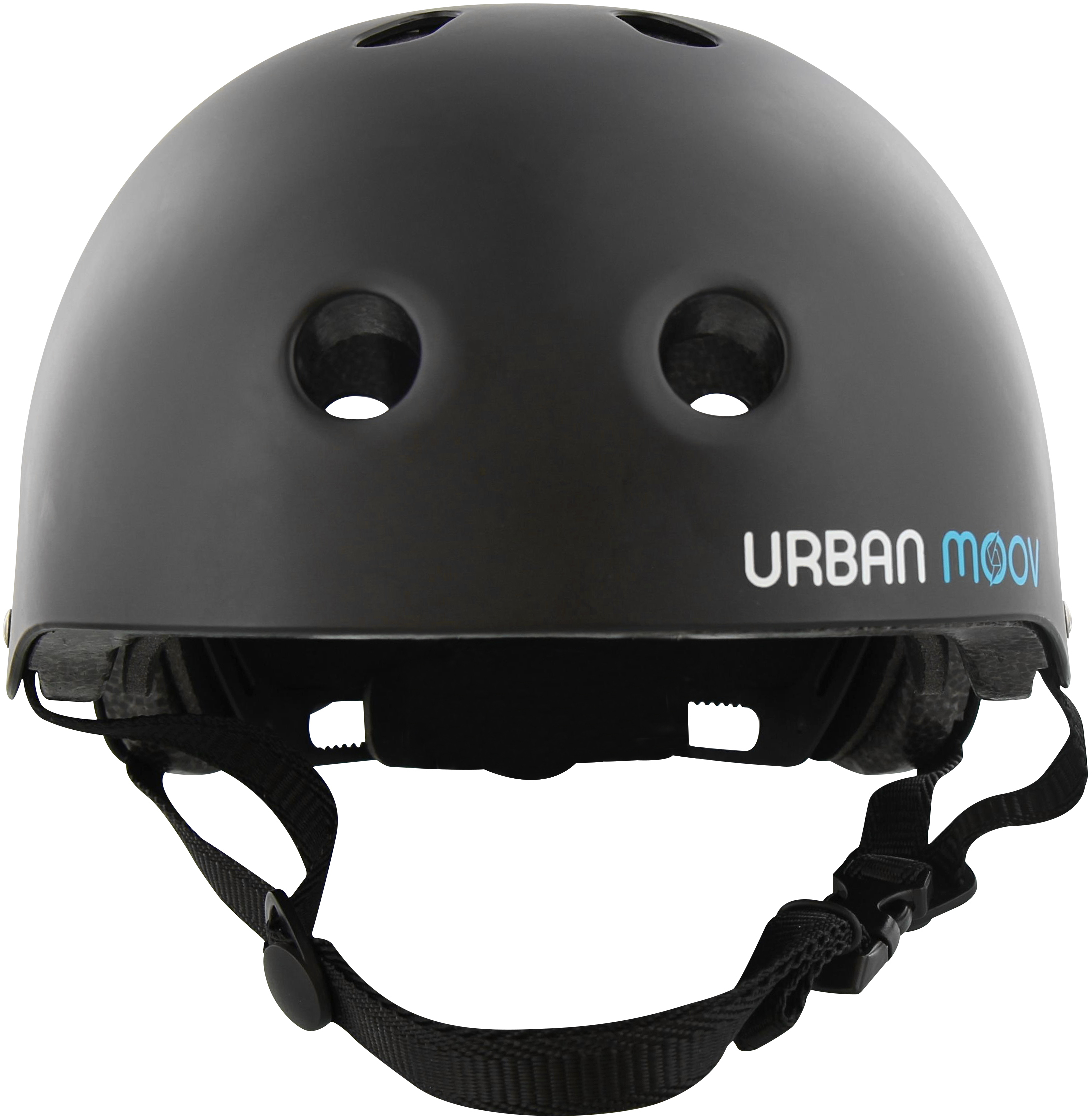 Casque noir avec deux trous et le texte 'URBAN MOOV'.