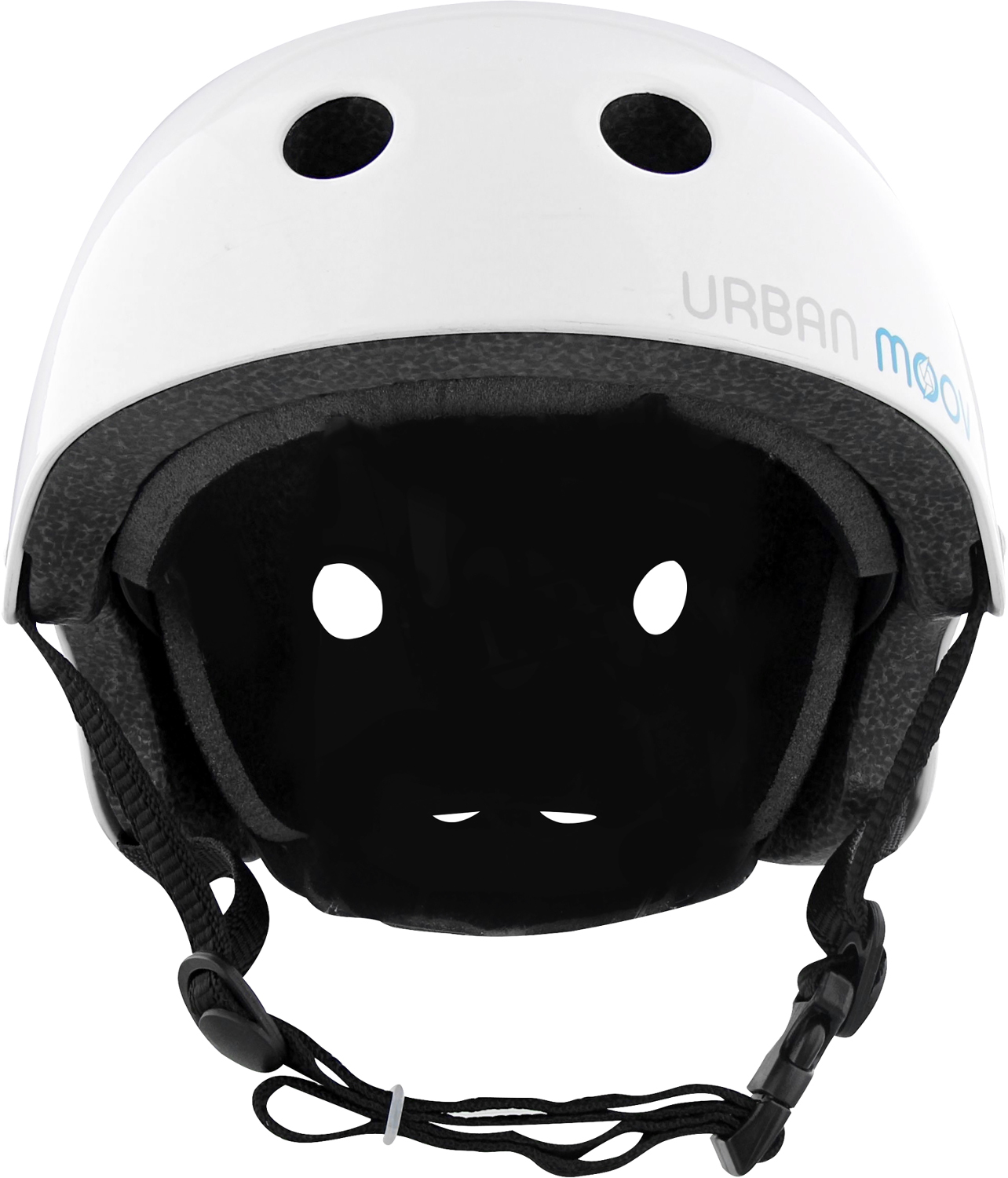 Casque de skate blanc avec intérieur noir et logo Urban Mood.