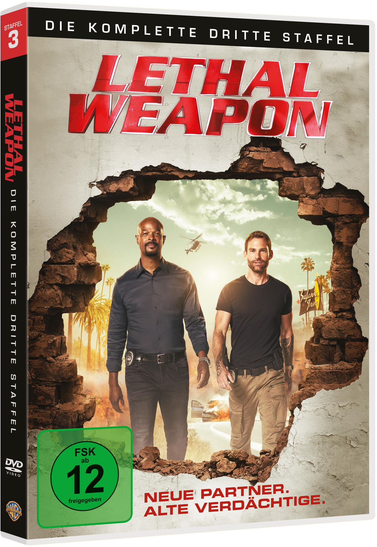 DVD-Hülle: Zwei Männer vor einer Wand, mit dem Titel 'Lethal Weapon' und tropischem Hintergrund.