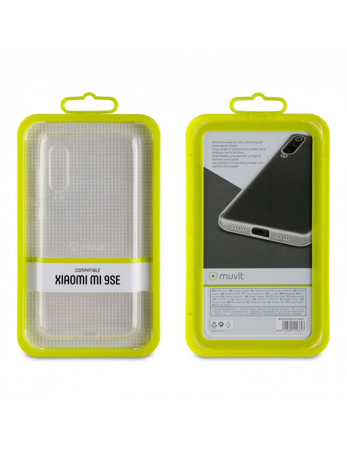 Funda - Muvit MUCRS0238, Para Xiaomi Mi 9 SE, Flexible, Transparente