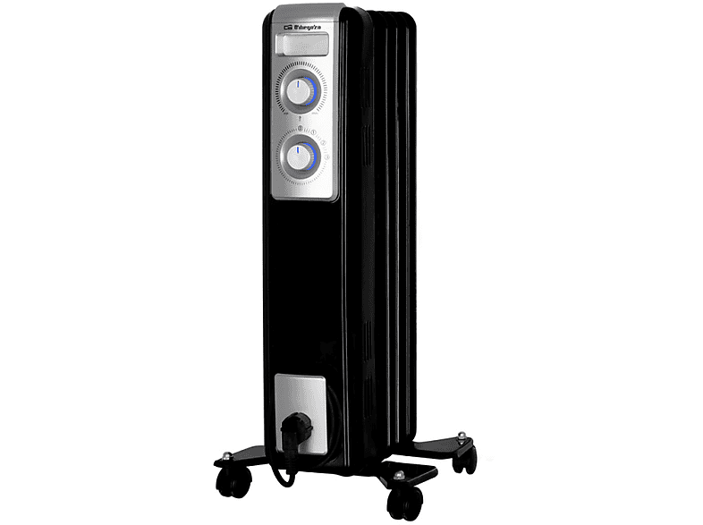 Radiador - Orbegozo RN1000, 2 potencias, 5 Elementos, Luces LED, Negro