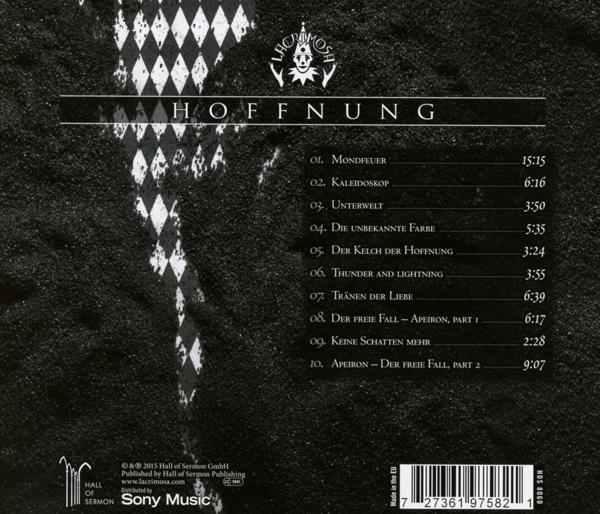 CD-Cover mit Schwarz-Weiß-Design und Titelliste. Titel ist 'Hoffnung'.