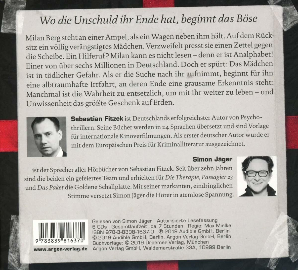 Buchcover mit Text. Ein Kopfschuss eines Mannes erscheint links, ein Barcode befindet sich unten links.