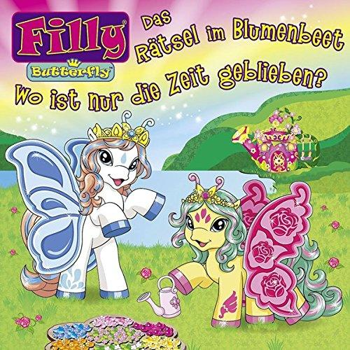 Albumcover: Zwei animierte Ponys mit Schmetterlingsflügeln und Kronen in einer bunten Gartenszene. Text oben.