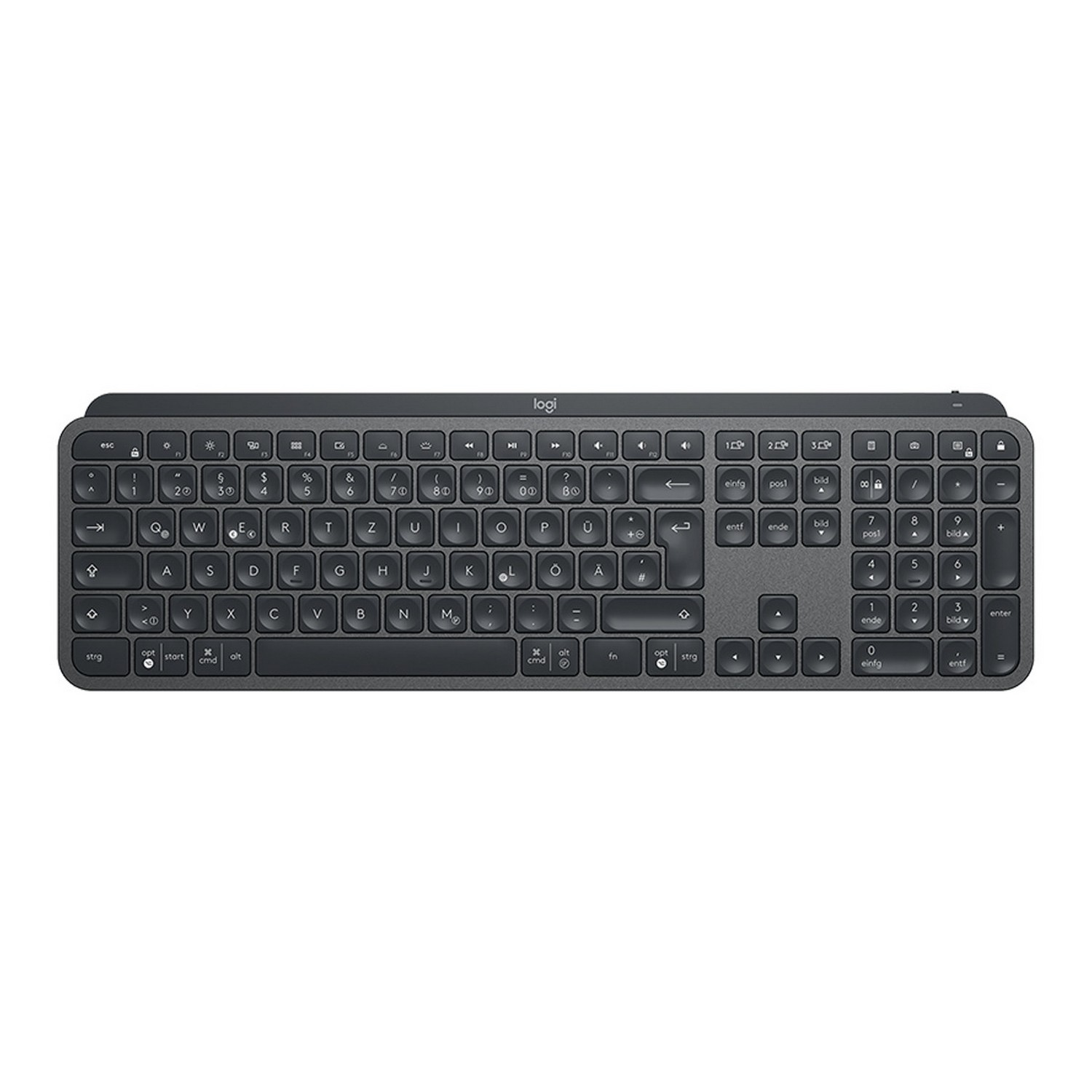 Logitech Mx Keys advanced teclado bluetooth clara respuesta retroiluminación usbc pcmacportátil windowslinuxiosandroid qwerty español color negro avanzado grafito sin cables bluetooh layout portatil 920009410 rf wireless espaol