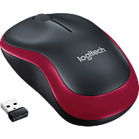 LOGITECH M185 Maus, Schwarz/Rot