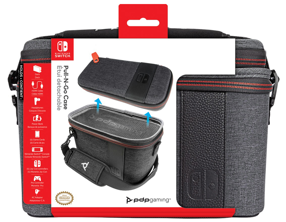 PDP LLC Nintendo Tasche für Switch, Grau grau Switch, Nintendo Konsolen-Tasche Elite für Pull-N-Go