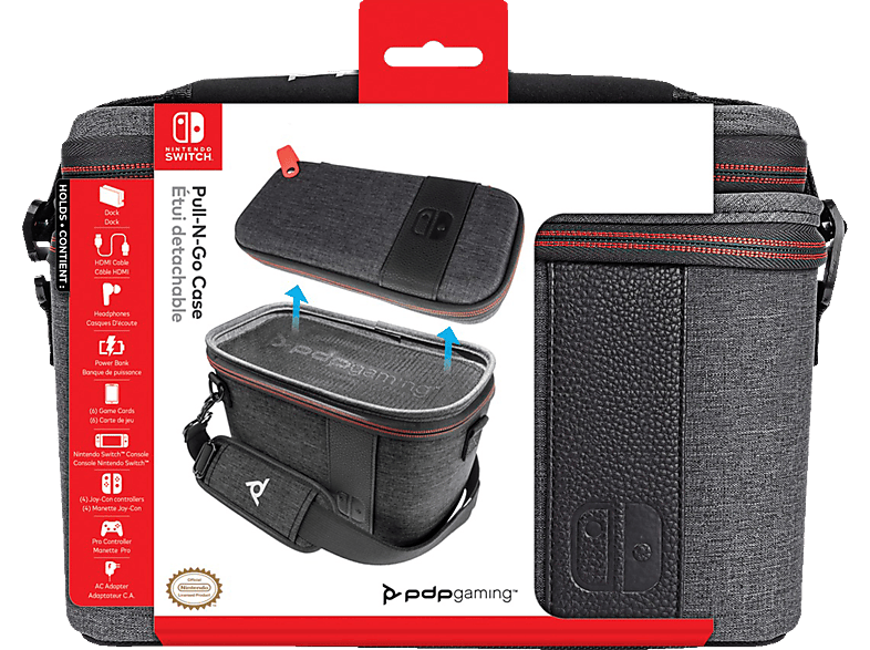 PDP LLC Konsolen-Tasche Elite Pull-N-Go für Nintendo Switch, grau Tasche für Nintendo Switch, Grau Kunstleder