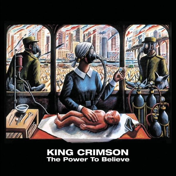 A King Crimson 'The Power To Believe' album borítója, szürreális művészi jelenettel.