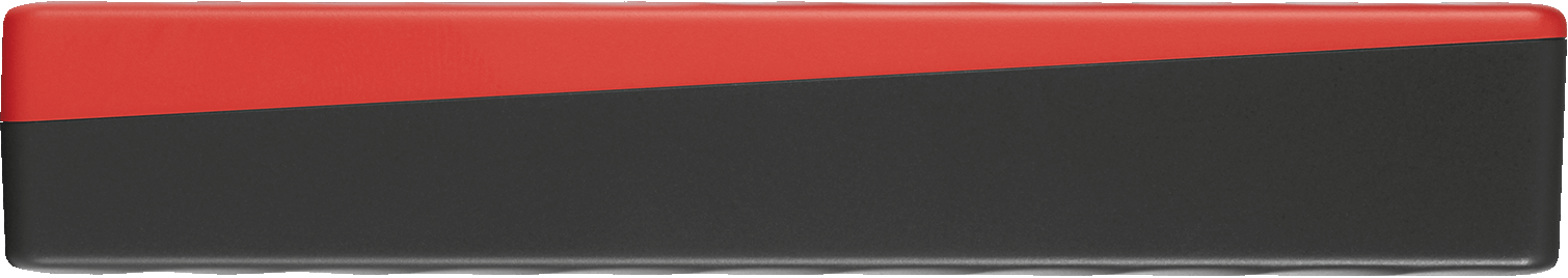 Un appareil rectangulaire rouge et noir.