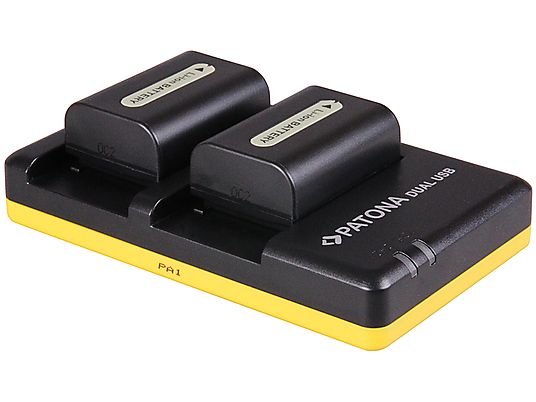PATONA Dual USB Sony FH50/FV70 - Chargeur rapide (Noir/Jaune)