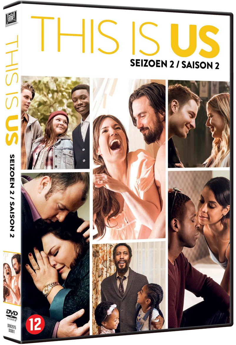 Pochette de DVD pour 'This is Us' Saison 2. Présente des images de la distribution.