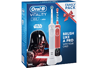 ORAL-B Oral-B D100 felnőtt,fehér Cross Action fejjel + D100 gyerek, StarWars