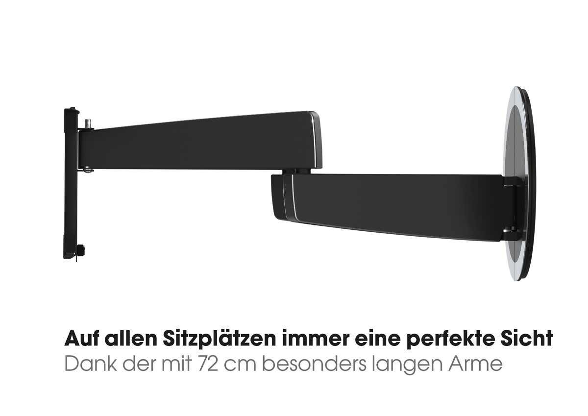 TV-Wandhalterung mit zwei Gelenkarmen.