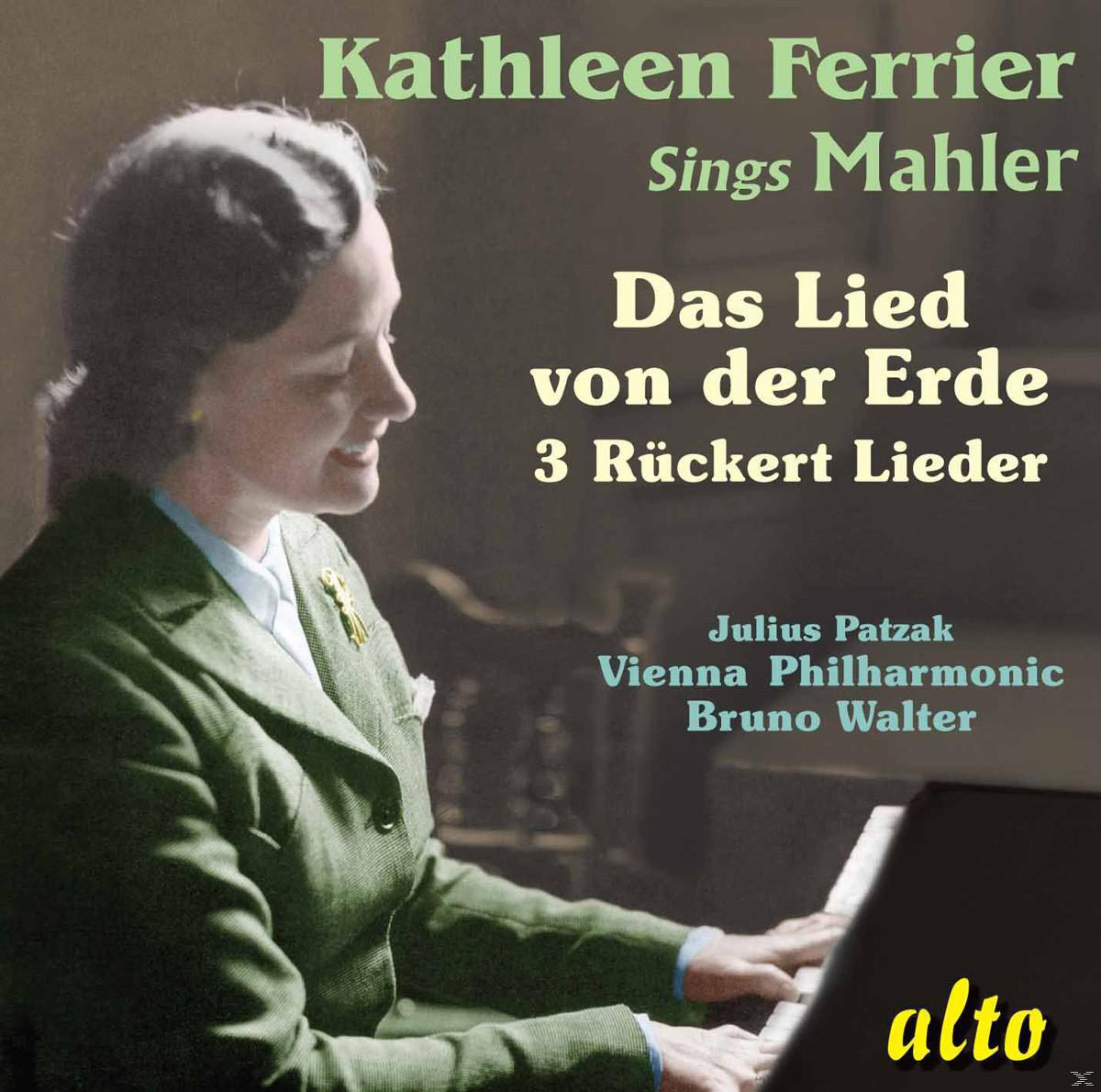 Albumcover: eine Frau am Klavier, Text 'Kathleen Ferrier Sings Mahler' und Text auf Deutsch.