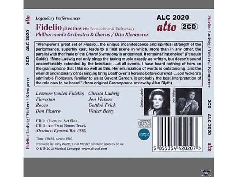 Thumbnail - Christa Ludwig, Gottlob Frick, Walter Berry, The Philharmonia Orchestra, Vickers Jon - Fidelio (CD)