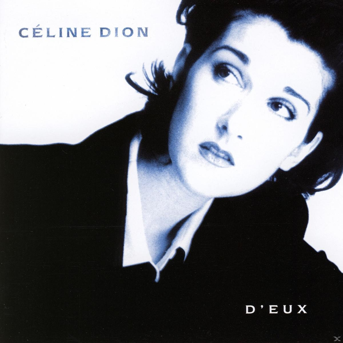 Albumcover: Gesicht von Celine Dion, schwarze Jacke, Text: D'eux.