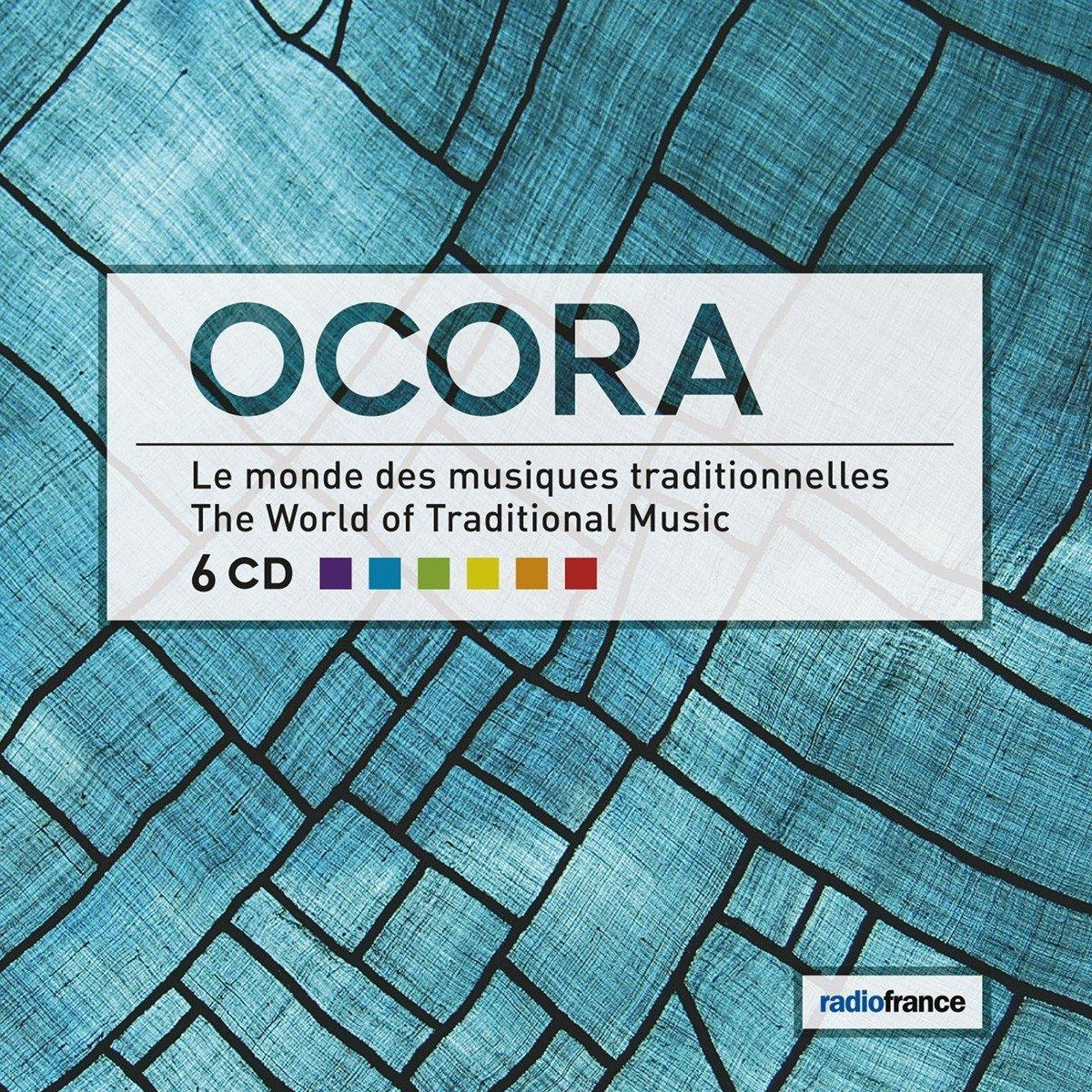 Albumcover mit dem Wort OCORA in Weiß, Text auf Französisch und einem farbenfrohen Hintergrund.