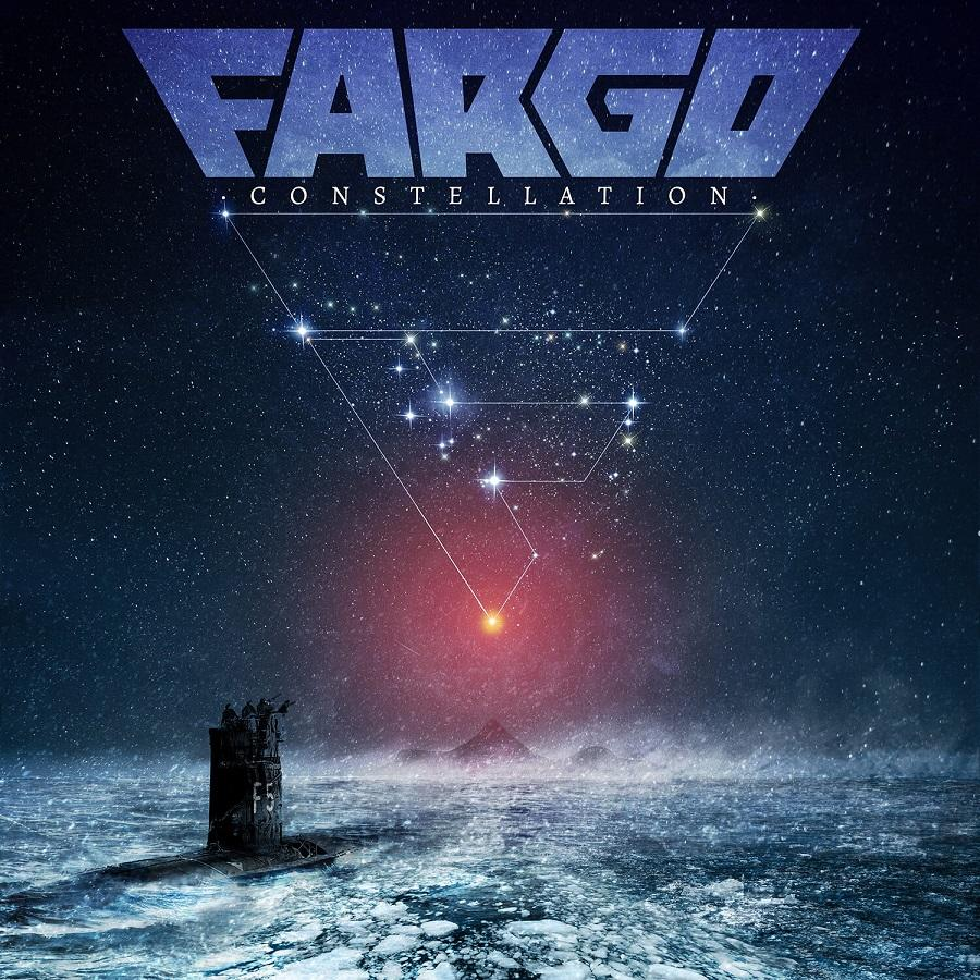 Albumcover: Fargo Constellation, Sternennacht, U-Boot und helles Licht im Wasser.