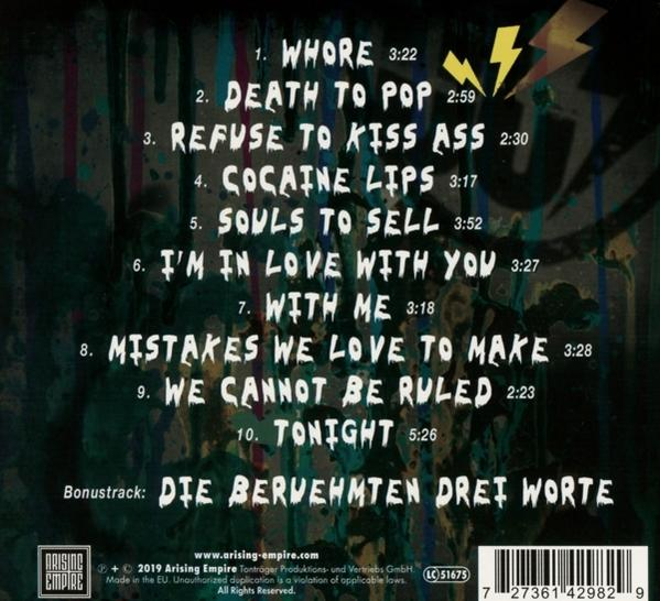CD-Cover mit Titelliste, grüner Hintergrund, Blitz-Logo.