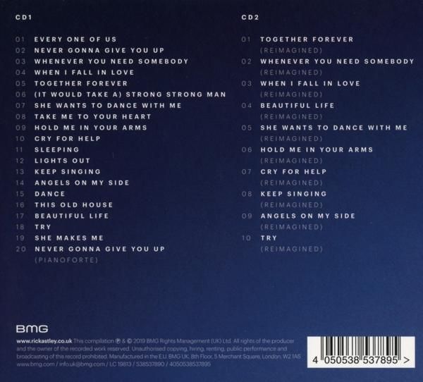 CD-Hülle mit Titellisten links und Barcode und Text rechts.