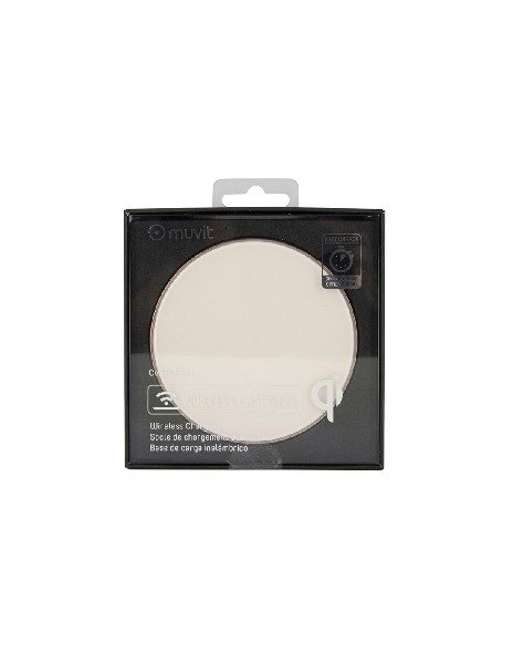 Cargador inalámbrico - Muvit base de carga Qi, 5W/7.5W/10W/15W, Espejo oro