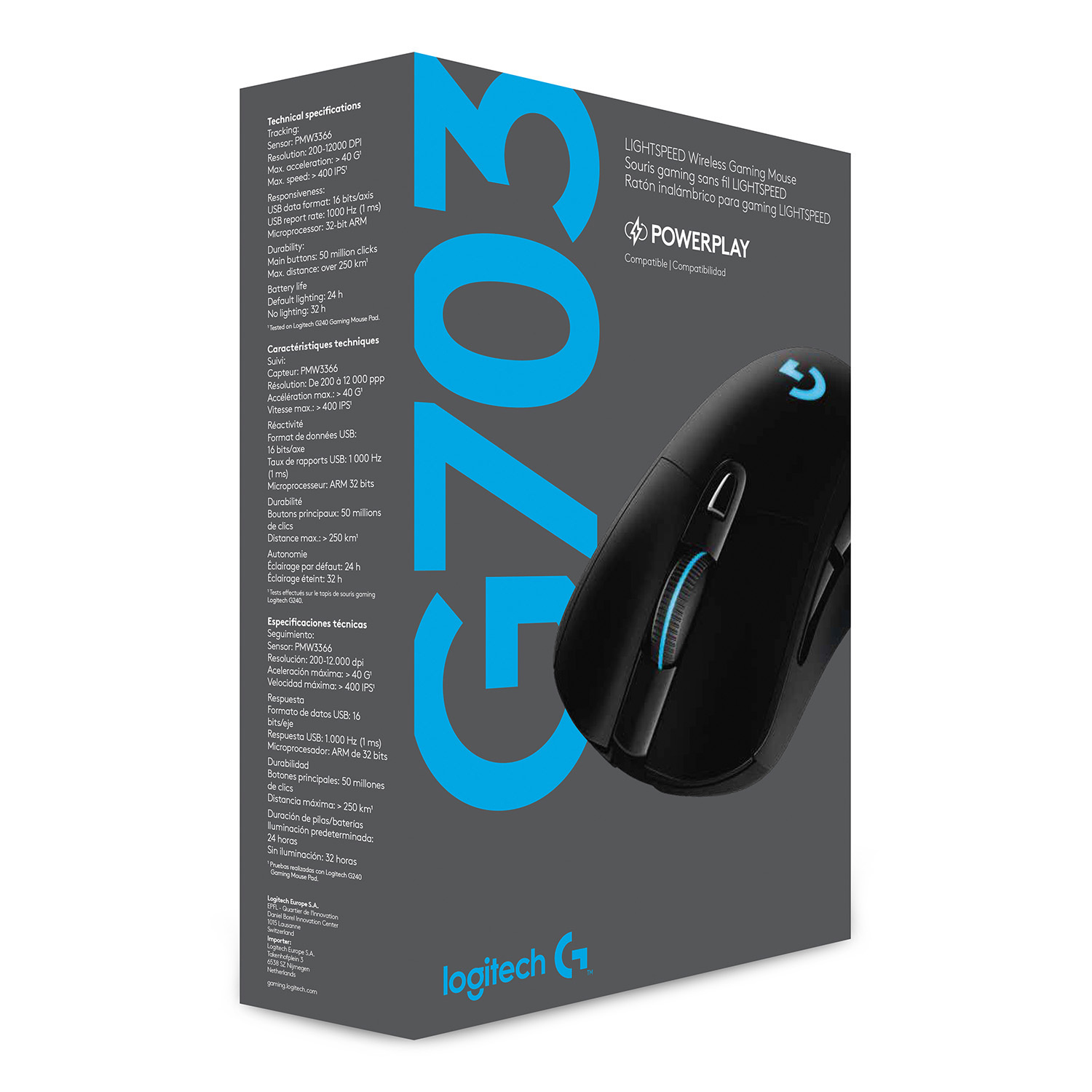 LOGITECH G703 Wireless Gaming Maus, Schwarz