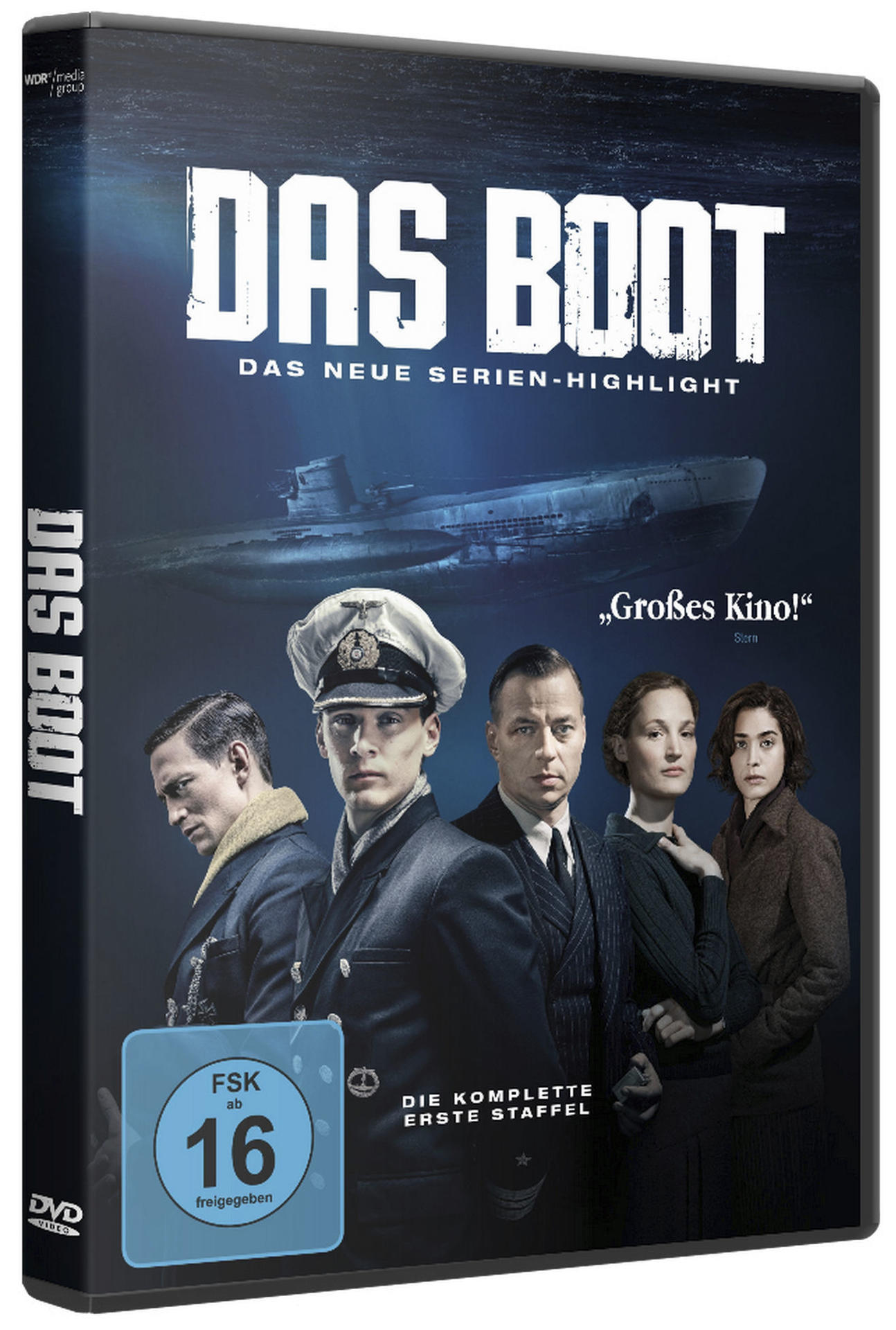 DVD-Hülle, Das Boot, mit U-Boot und Schauspielern auf dem Cover.