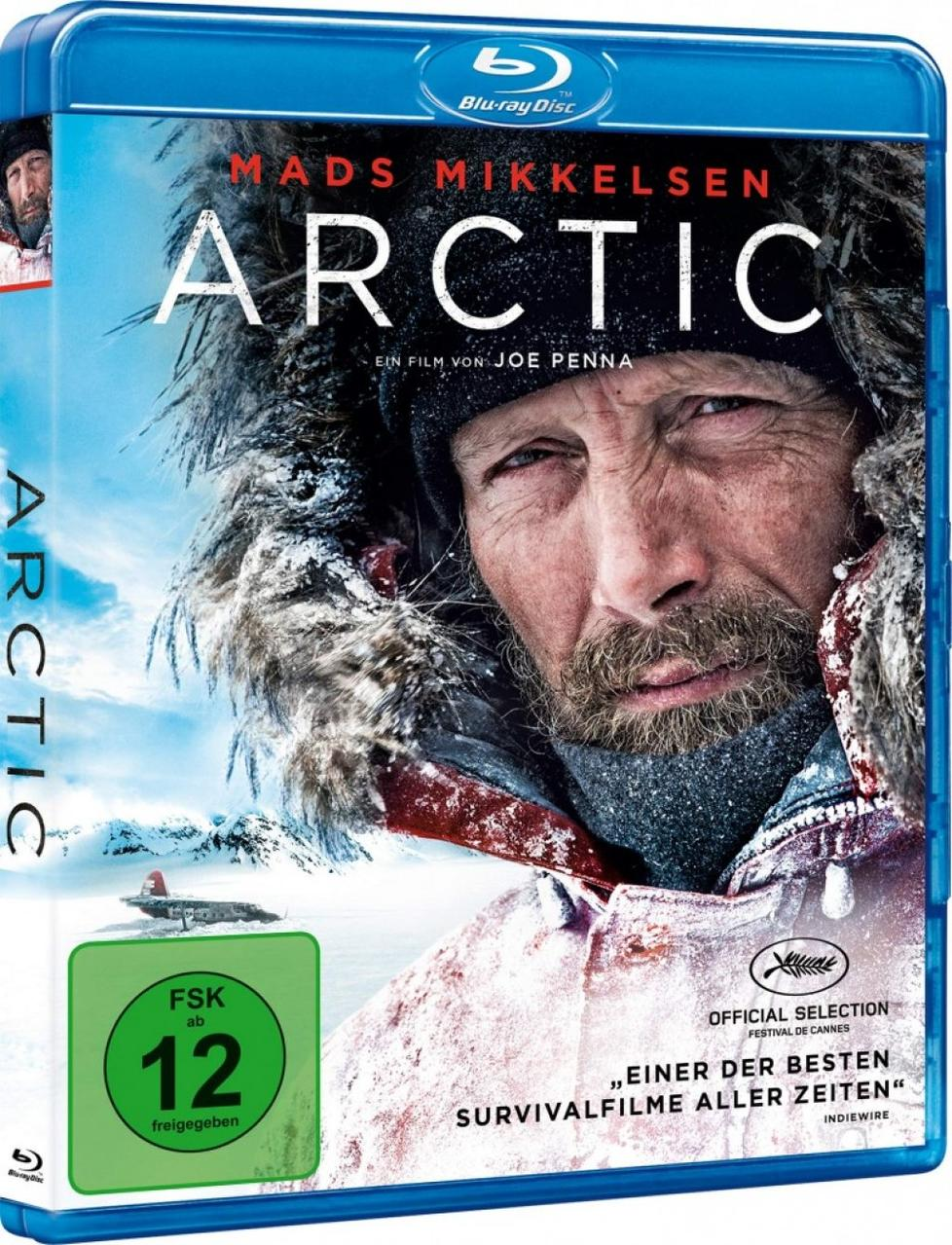 Filmcover, Mads Mikkelsen in arktischer Umgebung. Blu-ray Disc.