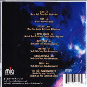 CD-Hülle hinten mit Titellisten und blau-lila Hintergrund.