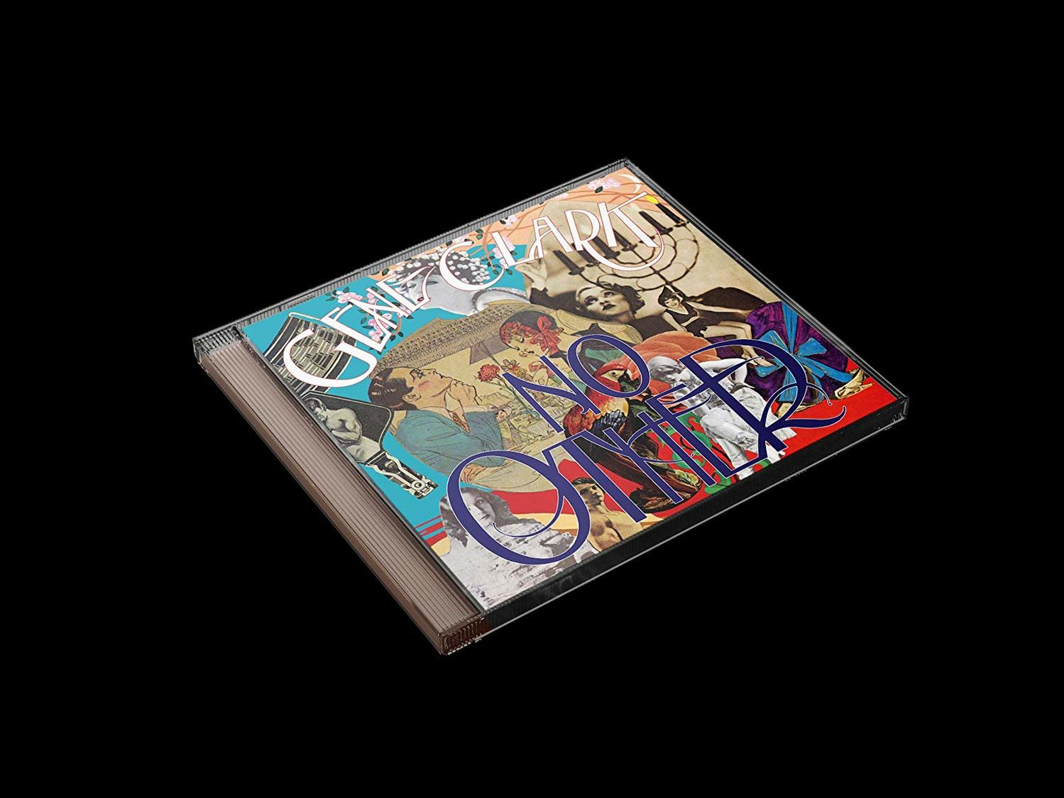 CD-Hülle mit einer Collage aus Bildern und Text auf schwarzem Hintergrund.
