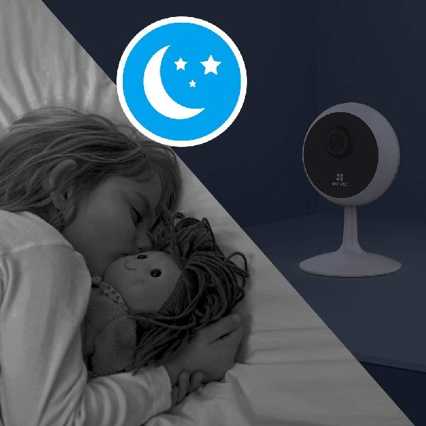 Cámara de seguridad - Ezviz C1C 1080p, Full HD, Visión nocturna, Hasta 12 m, Micrófono, Wi-Fi, Blanco