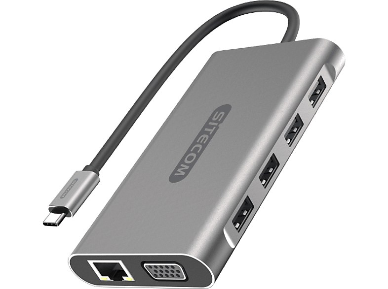 SITECOM Adapter USB + USB-C + HDMI + VGA + Ethernet + SD/MicroSD (CN-390)
