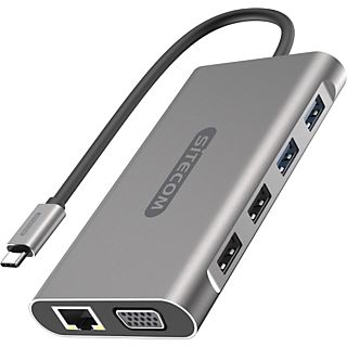 SITECOM Adaptateur USB + USB-C + HDMI + VGA + Ethernet + SD/MicroSD (CN-390)
