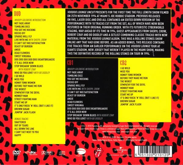 DVD-hoes met tracklists en tekst. Lijst met nummers van The Rolling Stones en details over het concert.