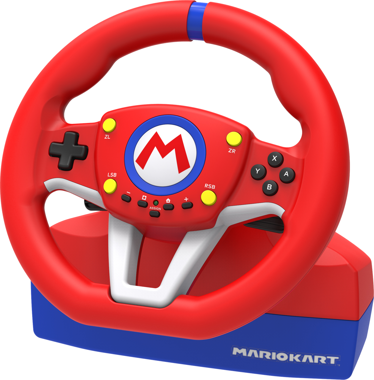 Volant Mario Kart rouge, base bleue.