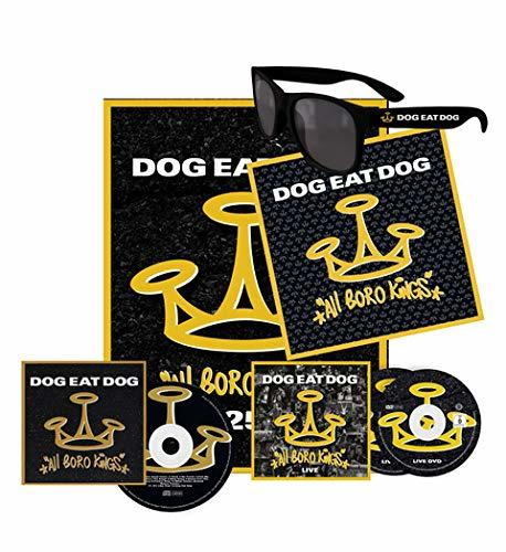 Dog Eat Dog Album-Set mit Sonnenbrille. Enthält Alben, CDs und eine DVD.
