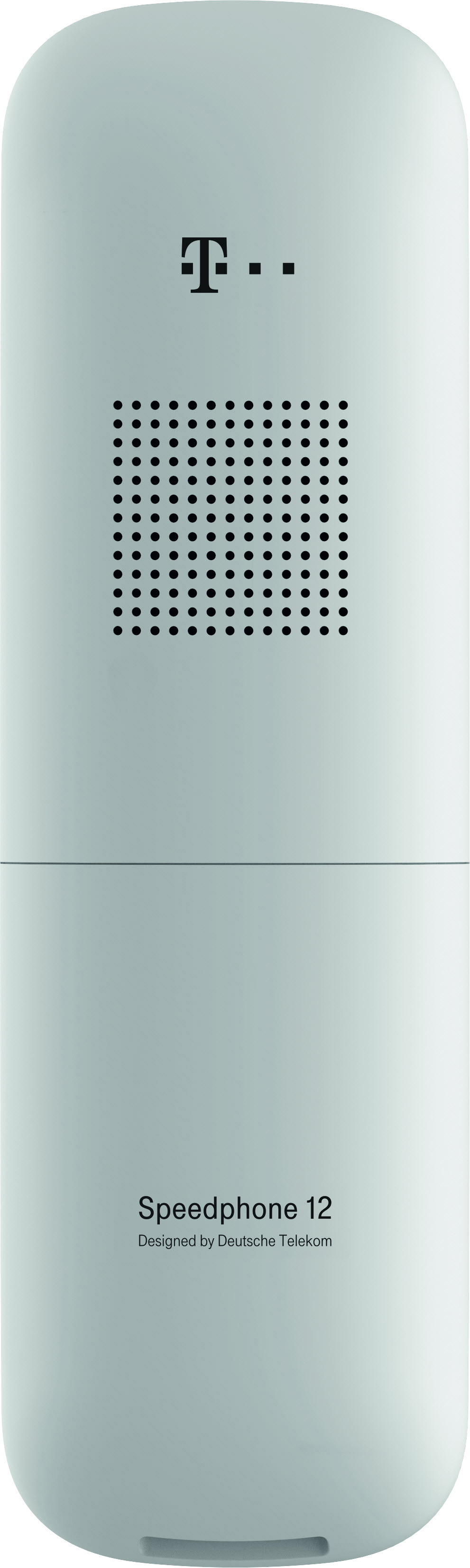 Hellblaues schnurloses Telefon mit Speedphone 12 Aufschrift.