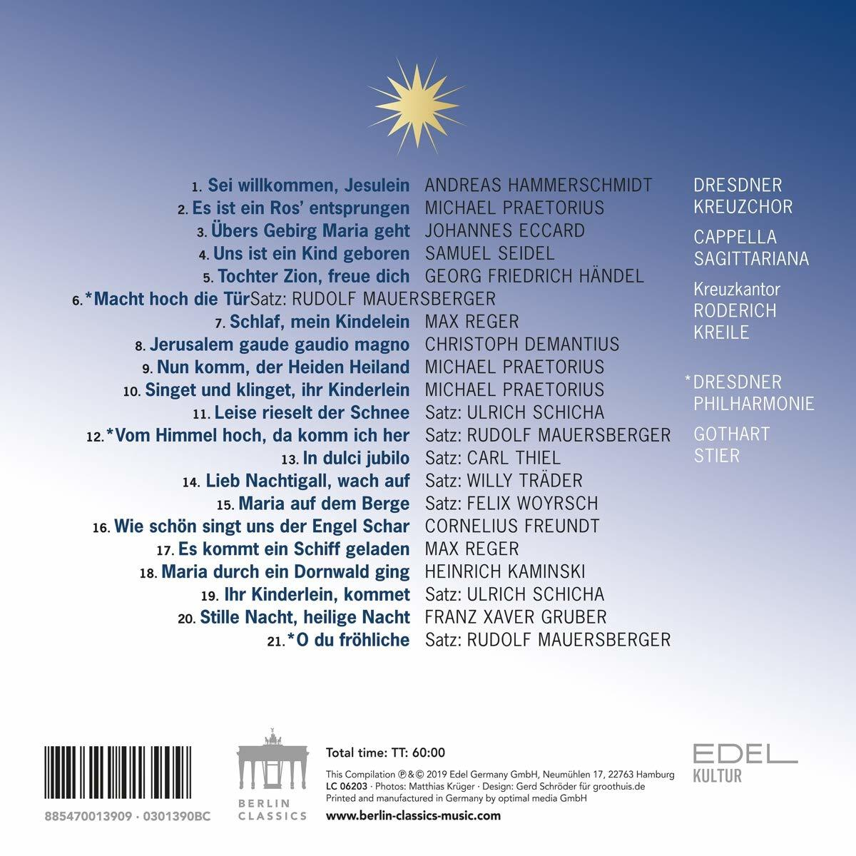 CD-Cover mit Songtiteln und Text. Goldener Stern oben. Weißer Hintergrund.