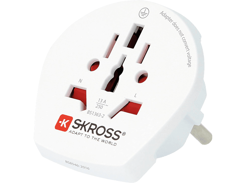 SKROSS 186724 Reisestecker "World to Europe" (Einzelartikel), Weiß; Reiseadapter