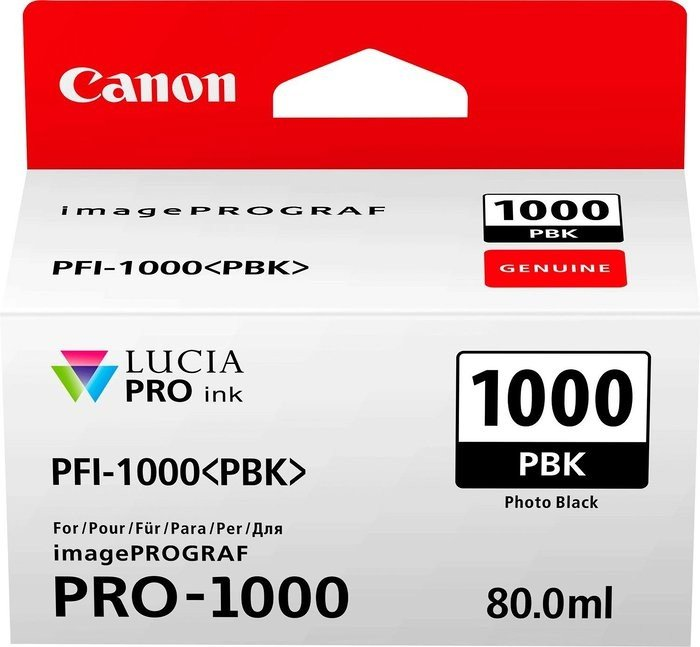 Canon Tintenpatronenbox mit Text und Produktinformationen.