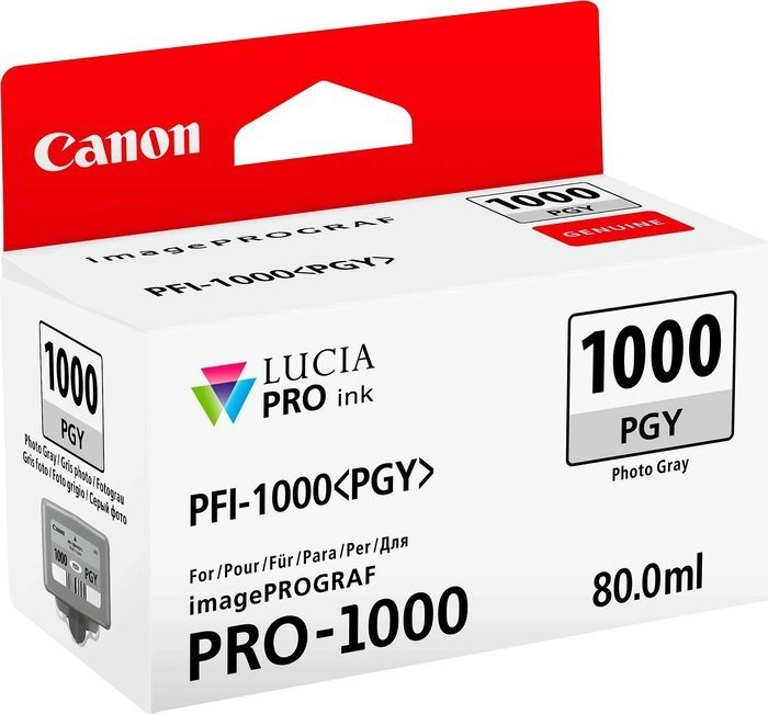Canon Tintenpatronenbox, weiß mit rotem und schwarzem Text.