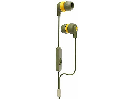 Auriculares de botón - Skullcandy INKD+ S2IMY-M687, Cable, Conexión Jack 3.5 mm, Micrófono, Amarillo y verde